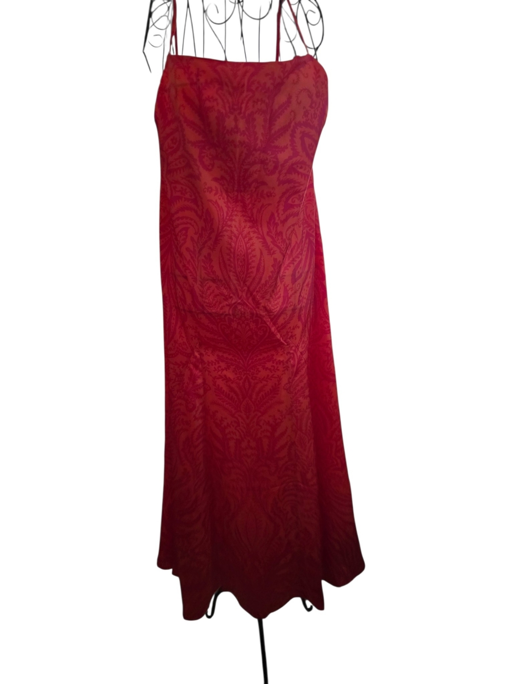 LOFT Red Jacquard Strapless Slip Dress